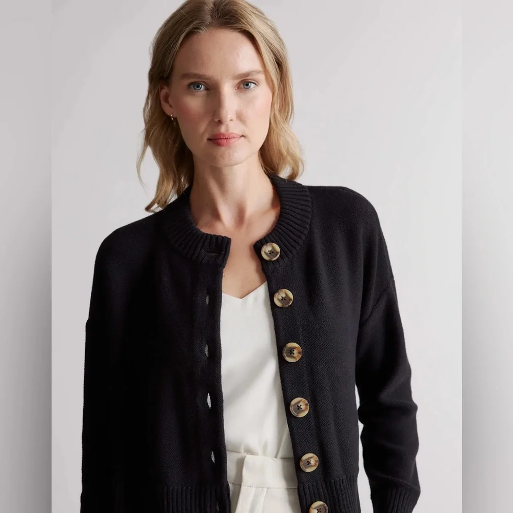 QUINCE 100% Organic Cotton Cropped Cardigan Size Small - Picture 5 of 14